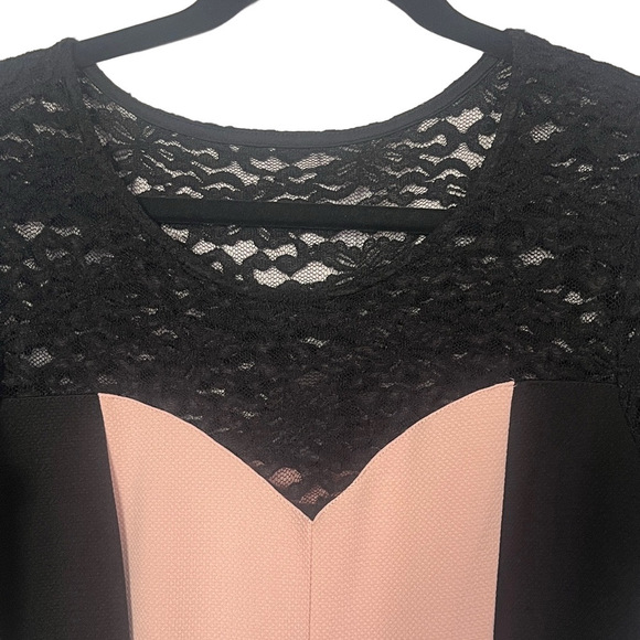 Black and Pink Lace Color Block Dress | Sz 10 - Picture 5 of 7